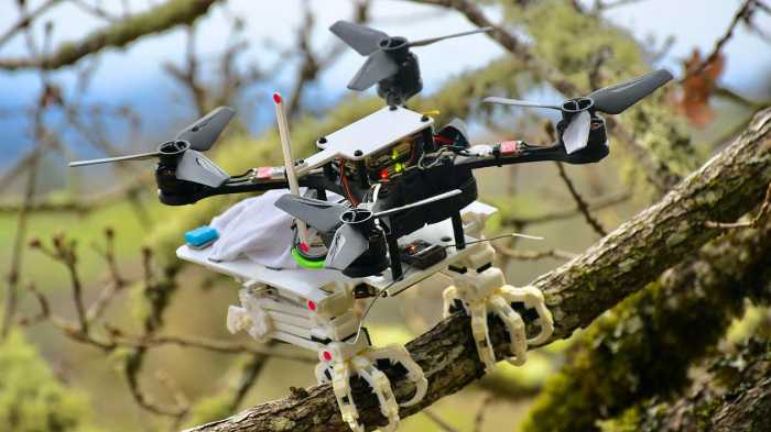 Drone con patas de pájaro