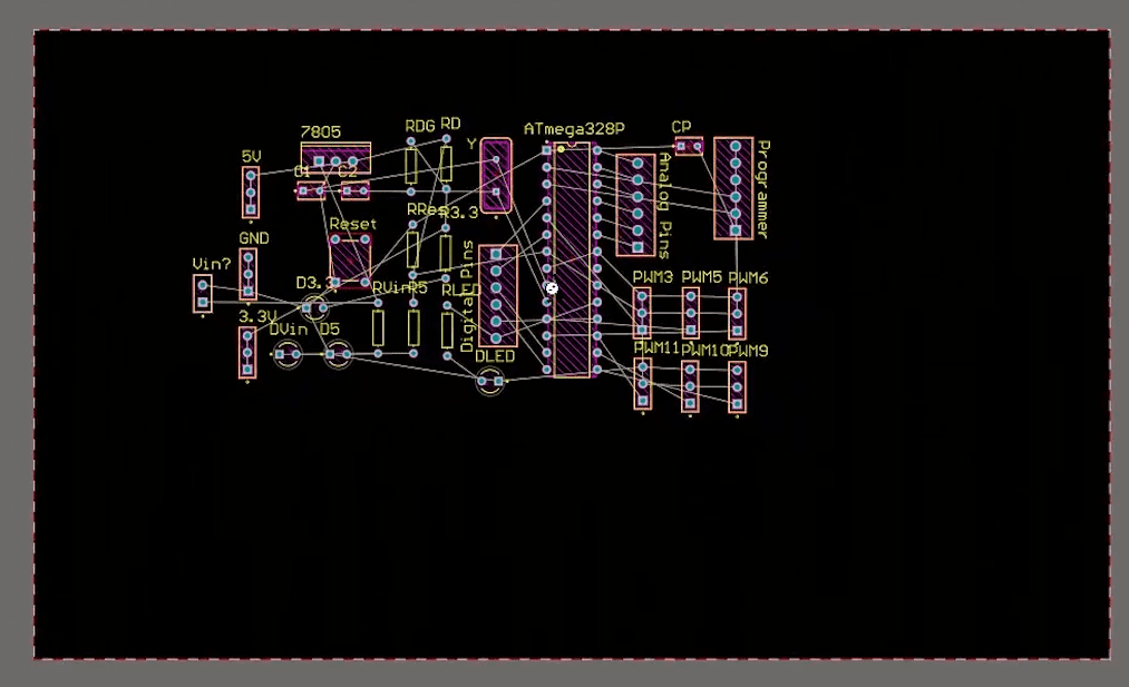 All the components moved inside the PCB